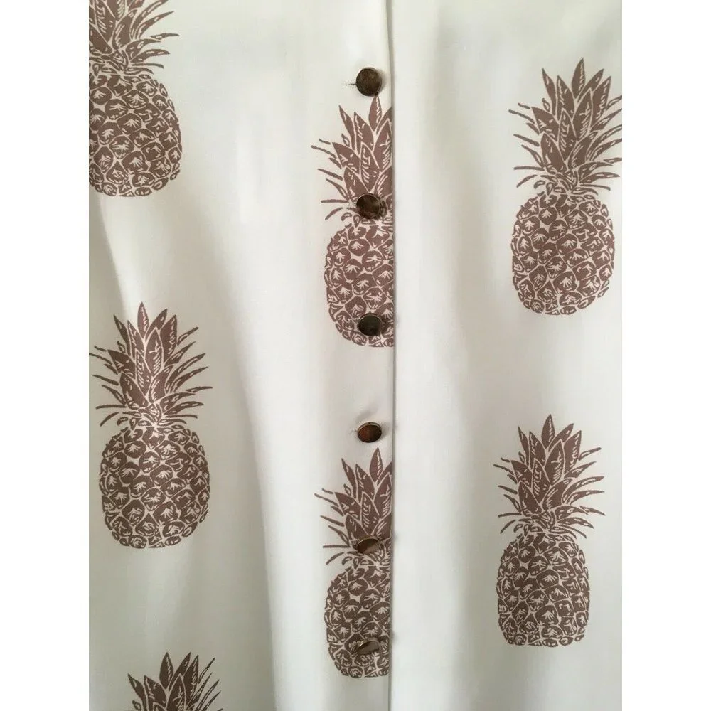 NWT CBR Chic Boutique Rose Pineapple Print BOHO Classic Couture Blouse Top - Picture 13 of 13